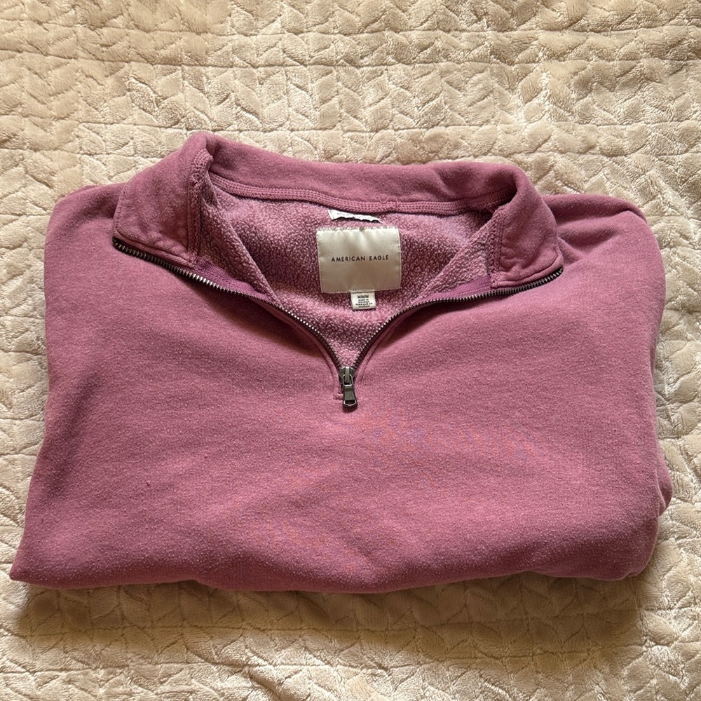 American Eagle Dusty Rose Fleece Quarter-Zip